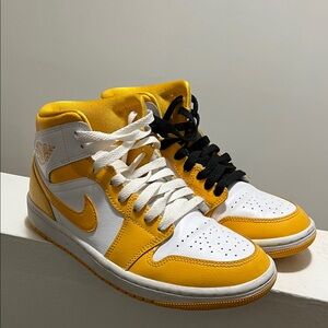 Yellow and White High-Top Sneakers